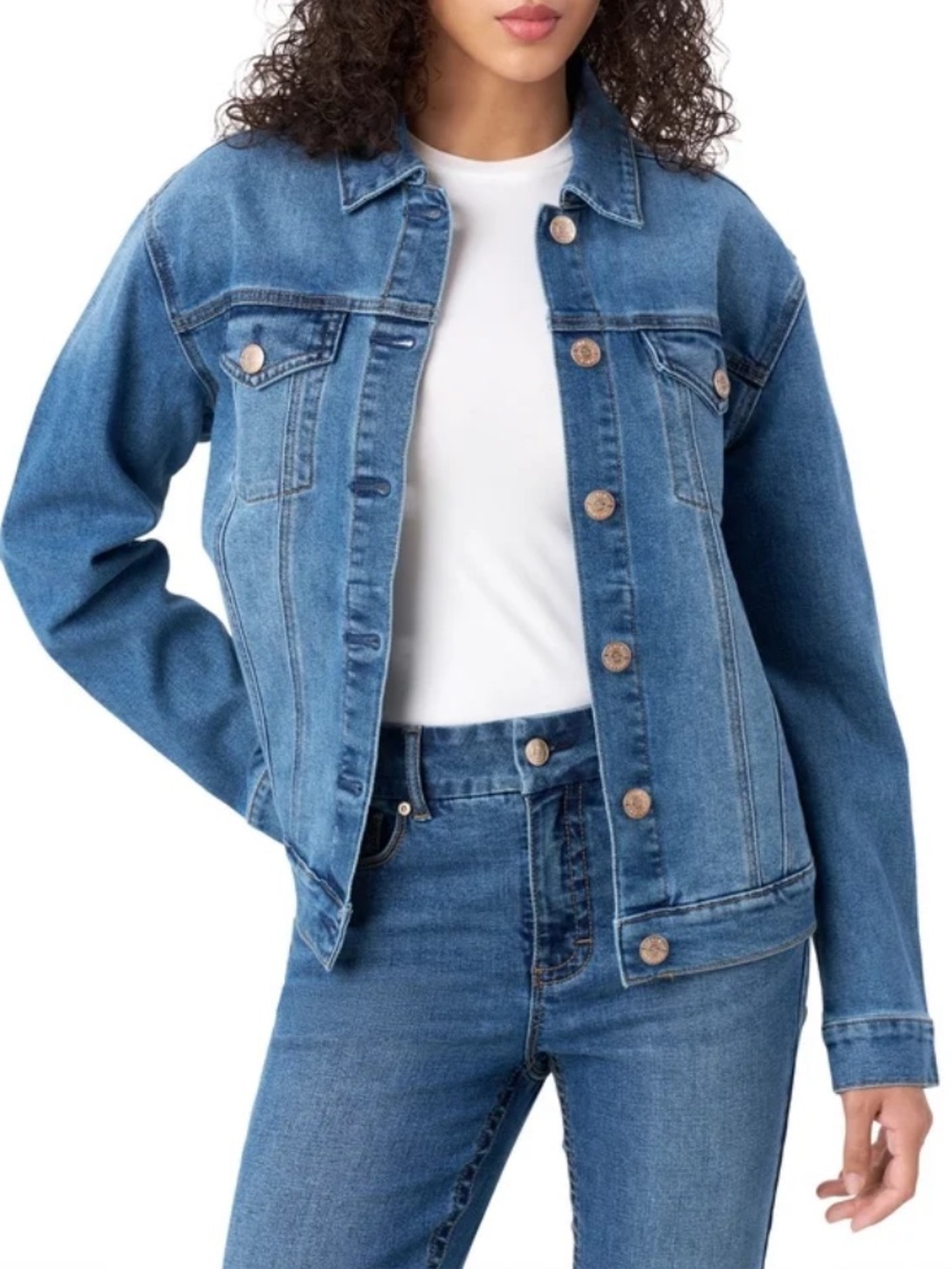 Seven7 Classic Button Front Denim Trucker Jacket